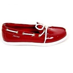 Cole Haan Red Patent Boat Shoe with White Laces Size 9